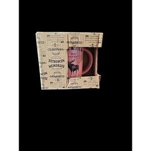Alaska Moose Pottery Coffee Cup Pink, 2 Sided Facts, Souvenir